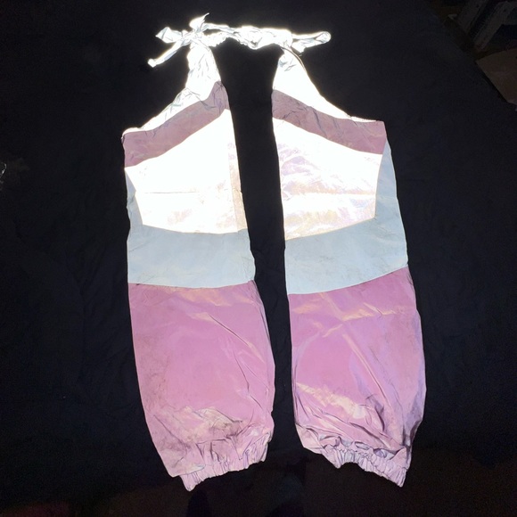 Rave Hot Pink & Silver Holographic Reflective Chaps - Picture 2 of 8